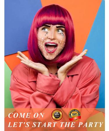 9 Pack Colorful Short Bob Wigs with Heart Sunglasses - Perfect for Cosplay, Halloween Costume, Neon Party - One Size Fits All - Buy Online on GoSupps.com