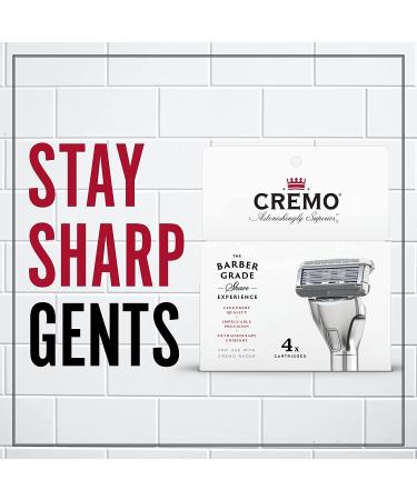 Cremo Barber Grade Razor Blades for Men - 4 Silver Blade Refills | Premium Shaving Supplies - Buy Online on GoSupps.com