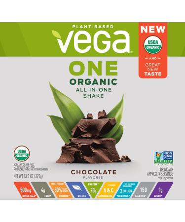 Vega One All-in-One Shake Chocolate 13.2 oz - Plant-Based Protein & Nutrients - Buy Online on GoSupps.com