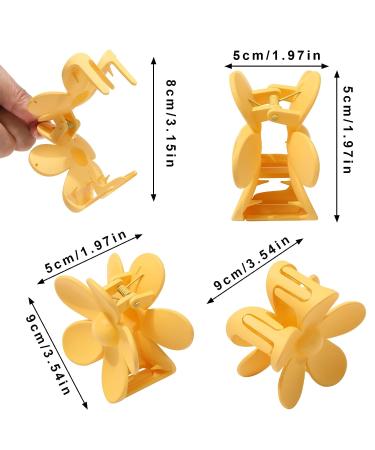 Flower Cute Hair Claw Clips - Set of 4 Matte Small Flowers Hair Clips for Women and Girls - Nonslip Strong Hold Hair Accessories (Yellow+Purple+Pink+Khaki) - Buy Online on GoSupps.com