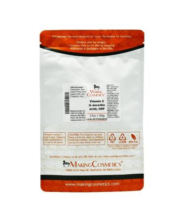 MakingCosmetics - Vitamin C Powder USP-Grade (L-ascorbic Acid) - 3.5oz / 100g - Cosmetic Ingredient
