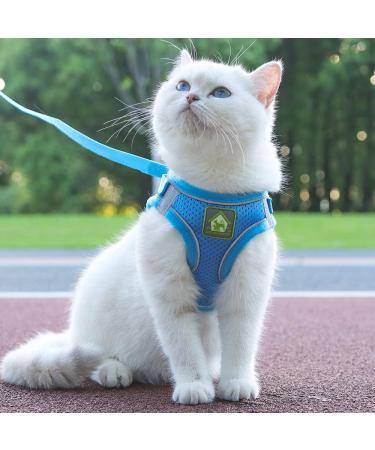 Femax Blue Dog Harness & Leash Set - Soft Mesh No Pull Vest for Small Medium Dogs & Cats - Adjustable Reflective Design for Comfort & Safety - Buy Online on GoSupps.com
