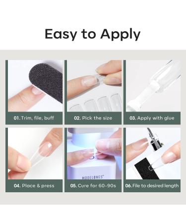 Modelones Long Coffin Nail Tips - 500Pcs Clear False Acrylic Full Cover Gel Nails for DIY Salon-quality Nail Extensions - Buy Online on GoSupps.com