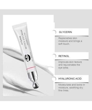 Eye Cream with Massage Roller Ball Hyaluronic Acid & Retinol Eye Serum for Dark Circles Puffiness & Bags Reduces Wrinkles Boosts Elasticity 0.51oz (#2) - Buy Online on GoSupps.com