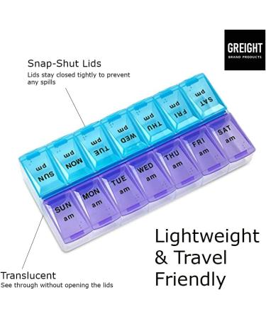 XL Pill Organizer - 7 Day AM PM Weekly Pill Box - Extra Large 9x4.75 for Medicines Vitamins & Supplements - Buy Online on GoSupps.com