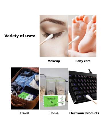 Organic Cotton Swabs 400 Pcs - Natural Bamboo Biodegradable Double Tipped q tips for Ears & Makeup | Wooden Sticks | 400Pcs Pack - Buy Online on GoSupps.com
