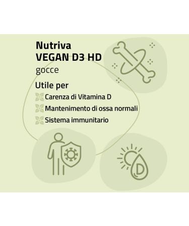  NUTRIVA NEW Patented Vitamin D3 in high-concentration (high-dose) drops 180-day supply plant-based food supplement for bones and bone fragility NUTRIVA Vegan D3 HD 2000 IU 30 ml - Buy Online on GoSupps.com