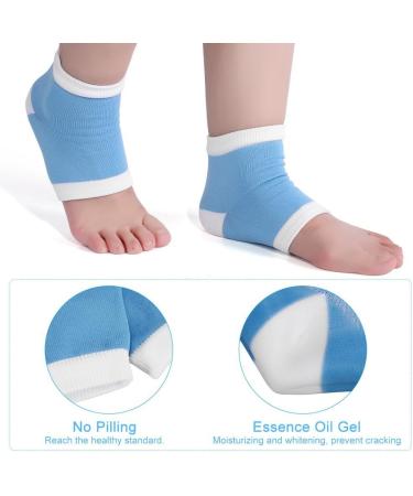 Buy Angrek Washable Gel Spa Heel Socks - 2 Piece Moisturizing Pedicure Care for Dry Cracked Feet - Open Toe Protection (Blue) - Buy Online on GoSupps.com