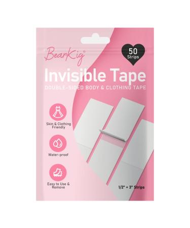 50-Strips Double-Sided Tape for Fashion Tape for Clothes BearKig Fabric Tape for Women Clothing and Body All Day Strength Tape Adhesive Invisible and Clear Tape for Sensitive Skins 50 Count (Pack of 1)