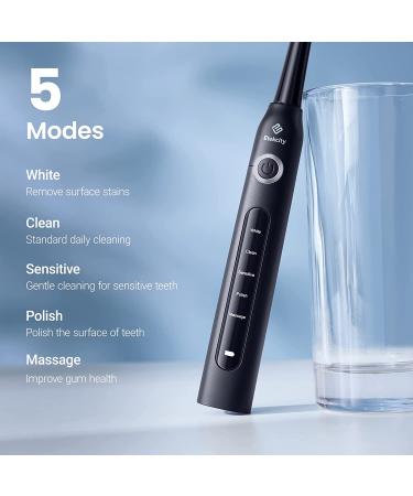 Etekcity Sonic Rechargeable Electric Toothbrush for Adults and Kids | 8 Soft Brush Heads, 5 Modes & Travel Case | Black - Buy Online on GoSupps.com