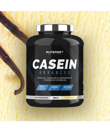 Superset Nutrition - 100% Casein Advanced (1.8 kg) - Slow Assimilation Protein - Dry Anti-Catabolic and Muscle Gain Goals - Low Sugars Enriched with Vitamin D3 - Creamy Vanilla - Buy Online on GoSupps.com