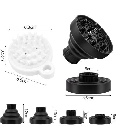 Premium Hair Diffuser Attachment with Scalp Massage Brush - Perfect for Curly & Wavy Hair | Compatible with Nozzle 1.57-1.97 inches - Black - Buy Online on GoSupps.com