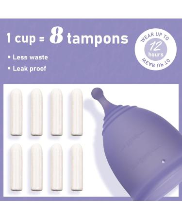 Soft Menstrual Cup - Medical Grade Silicone | Reusable & Comfortable | BPA Free - Wear for 12 Hours (Small Violet - Buy Online on GoSupps.com