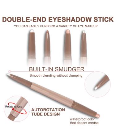 Shimmer Pearl White Cream Eyeshadow Stick and Bronze Eye Liner Pencil - 2Pcs Set | Light Gold Cream Eyeshadow Stick and White Eyeliner Pencil - Highlighter Eye Shadow Liner Crayon Duo - Pack of 1 - Buy Online on GoSupps.com