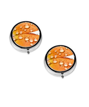 (Daisy Flowers) Round Pill Box 3 Compartment Pill Box Mini Decorative Pocket Purse Portable Travel Medicine Tablet Vitamin Holder Organizer Pill Case