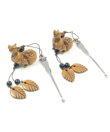 Qtqgoitem 2 Pcs Steel Earwax Remover Cleaner Tool w Removable Kangaroo Hanging Ornament (Model: 8a9 c8b 86b 5ca 13d)