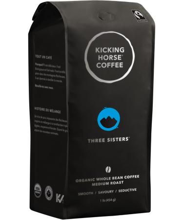 Kicking Horse Coffee Decaf Swiss Water Process Dark Roast Whole Bean & Three Sisters Medium Roast Whole Bean 1 lb (Pack Of 6) - Certified Organic Fairtrade Kosher - Buy Online on GoSupps.com