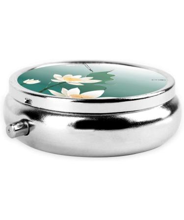 Dragonfly & Water Lily Mini Round Pill Box | 3 Compartment Travel Organizer | Portable Medicine Case for Home & Office - Buy Online on GoSupps.com