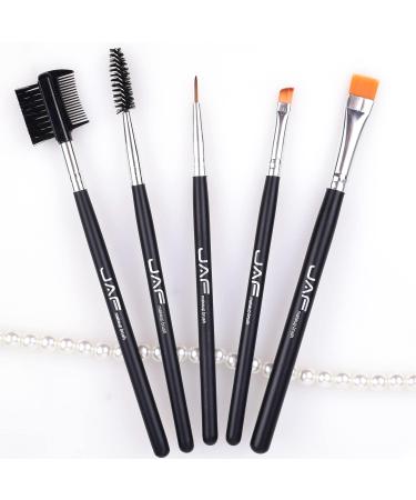 5pcs Vegan Eye Brushes Set: Eyebrow, Eyeliner, Eyelash Tools with Definer, Angled, Fine Point, Spoolie & Comb Brushes - Buy Online on GoSupps.com