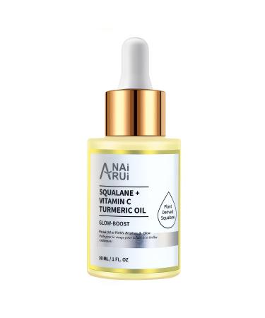 Squalane Vitamin C Turmeric Facial Oil Moisturizer for Face, Hydrates, Firms Skin, 1 fl. Oz. Squalane +Turmeric Oil