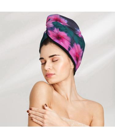 Pink Floral Coral Velvet Dry Hair Cap - Ideal for Home Travel & Pool Parties | Quick Drying & Soft - Buy Online on GoSupps.com
