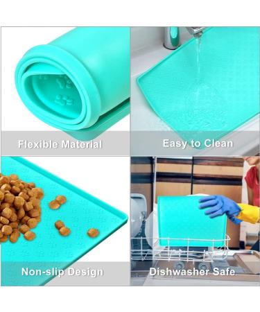 Umtiti Waterproof Slipproof Dog Bowl Pad - 60x40cm Green Silicone Mat for Cats & Dogs | Dishwasher Safe & Durable - Buy Online on GoSupps.com