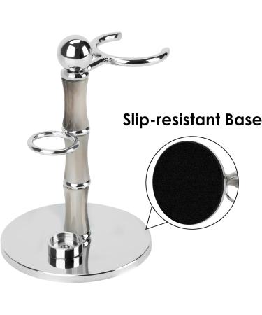 Linkidea Razor Holder Stand Stainless Steel Shaving Brush Holder with Non-Slip Base Creative Bamboo Shape Safety Shaver Kit Organizer for Shower Room Bathroom (Grey) - Buy Online on GoSupps.com