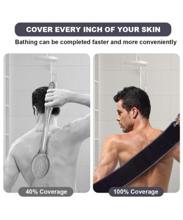 Uraqt Back Scrubber - Double-Sided Peeling Washcloth for Shower | Navy Blue Body Exfoliator with Handles - Buy Online on GoSupps.com