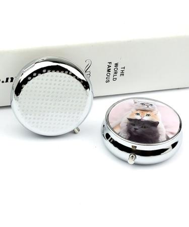 Travel Pill Box with Cat Print - 3 Compartment Portable Pill Organizer for Purse & Pocket - Buy Online on GoSupps.com