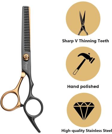 FCYSY Professional Hairdressing Thinning Scissors Kit - Gold Thinning Shears Set for Hair Layering, Texturizing, and Blending - Barber Haircut Scissors with Comb - Buy Online on GoSupps.com