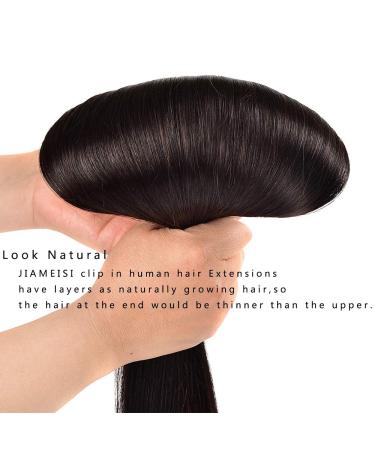 Double Weft Remy Human Hair Clip In Extensions 12 Inch #1B Natural Black - 70g 7pcs Silky Straight - Pack of 7 - Shop Now! - Buy Online on GoSupps.com