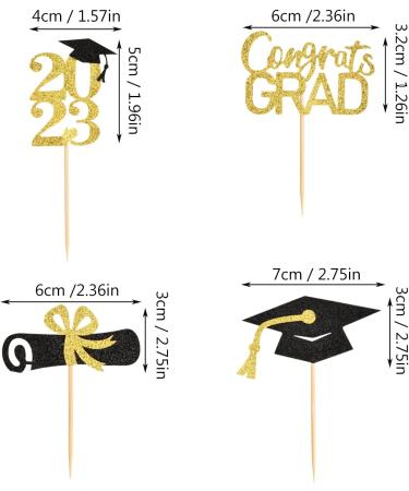 12Pcs Graduation Cake Topper Gold and Black Glitter Class Cupcake Toppers Cupcake Picks Cake Picks Cake Insert Topper Cake Insertion Card Grad Cap Diploma for 2023 Graduation Theme Party Cake - Buy Online on GoSupps.com
