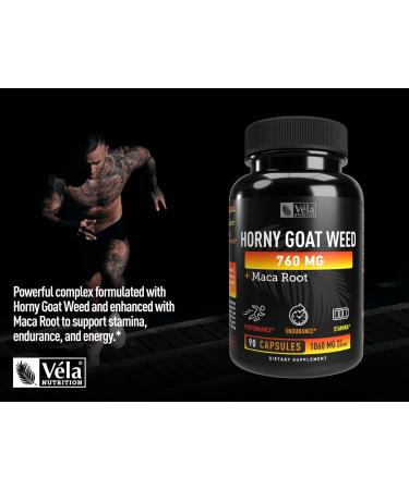 Horny Goat Weed & Maca Extract Capsules | 1050mg | Performance & Stamina Support | Non-GMO GMP Certified - Buy Online on GoSupps.com