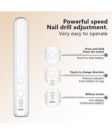 Electric Nail File for Acrylic Nails - Electric Manicure Pedicure Nail File Drill Kit | Compact Portable Design Nail Drill Kit Hand Foot Care Tool for Acrylic Gel Nails White English Version - Buy Online on GoSupps.com