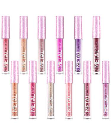 Coosa Beauty Glitter Liquid Lipstick Set - 12 Colors, Waterproof, Long Lasting | Colourful Lip Gloss Set (12 PCS) - Buy Online on GoSupps.com