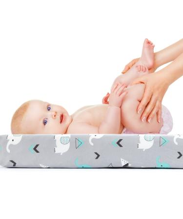 2 Pack Stretchy Jersey Knit Changing Pad Covers for Boys and Girls - Elephant & Whale Grey Teal Animal Prints - Buy Online on GoSupps.com