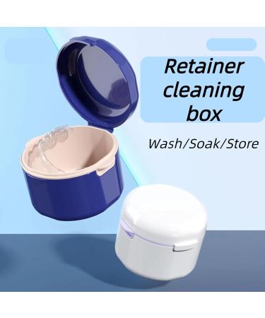 Carry Cover Double Hollow Drain Invisible Braces Storage Box - Orthodontic Retainer & Denture Cleaning Box (White) | International Shipping Available - Buy Online on GoSupps.com