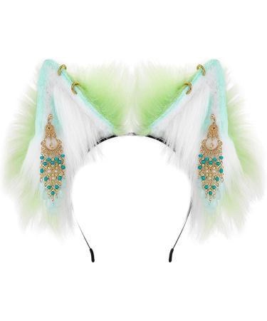 amangul Plush Ear Headband Retro Ethnic Tassels Pendant Hair Hoop Anime Cosplay Costume Halloween Party Hair Accessories - Buy Online on GoSupps.com
