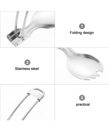 Mobestech Folding Spoon Fork Set Portable Camping Cutlery Salad Server Stainless Steel Serving Spoons Appetizer Forks Dessert Forks Scoop for Travel Outdoors - Buy Online on GoSupps.com