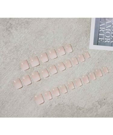 Foccna Nude Gradient Press on Fake Nails - 24pcs Square Glossy Short False Nails for Nail Art Manicure - Buy Online on GoSupps.com