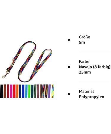 Adjustable Dog Linen Doppeleine Leash 2m-5m for Large Dogs - Navajo (8 Colors) | Durable 20mm/25mm - Buy Online on GoSupps.com