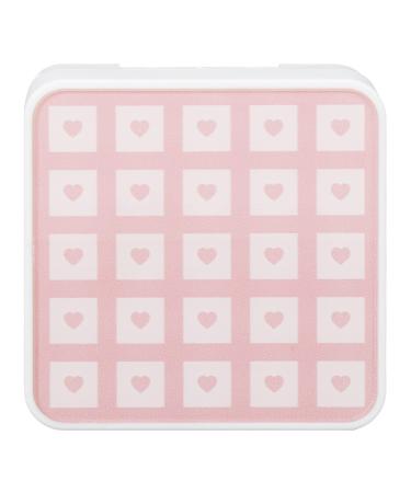 Dewin contact lens container with mirror love series light portable sweet cartoon contact lens storage container for girls and women 2 colors (pink)