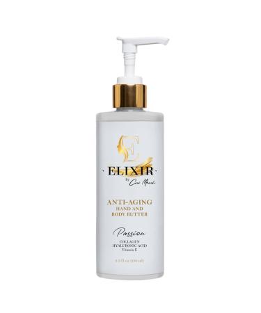 ELIXIR Anti-Aging Hand and Body Butter Passion Scent by Coco March - with Collagen Hyaluronic Acid Vitamin E Coconut and Shea Butters Scented with Essential Oils For All Skin Types - 8.5 oz