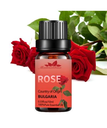 Rose Essential Oil for Skin, 100% Pure Rose Oil Essential Oil - Rose Aromatherapy Oils 10ml Essential Oils Rose Therapeutic Grade Rose Natural Essential Oil for Diffuser, Soap Making, Candles Making