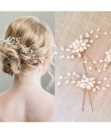 Bridal Wedding Hair Accessories Set - Pearl and Crystal Beads Hair Vine Headband with Rhinestone Pins - Silver Jewelry Headpiece for Brides and Bridesmaids - Buy Online on GoSupps.com