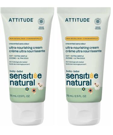 Attitude Deep Moisturizing Body Cream Plant and Mineral-Based Ingredients Vegan and Cruelty-free Personal Care Products for Sensitive Skin Unscented 2.5 Fl Oz (Pack of 2) 2.5 Ounce (Pack of 2)