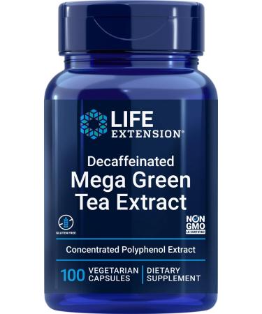 Life Extension Mega Green Tea Extract 725mg Decaffeinated 100 Vegan Capsules Lab-Tested Vegetarian Gluten-Free Soy-Free Non-GMO