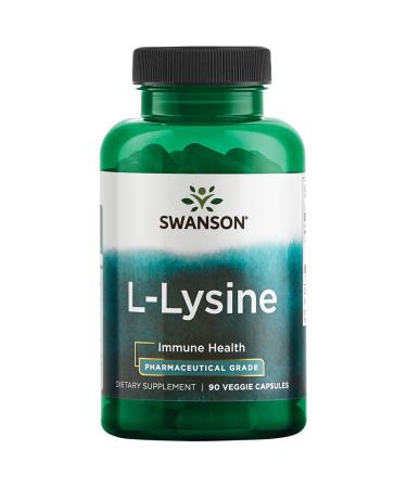 Swanson Amino Acid Ajipure L-Lysine Pharmaceutical Grade 500 Milligrams 90 Veg Capsules