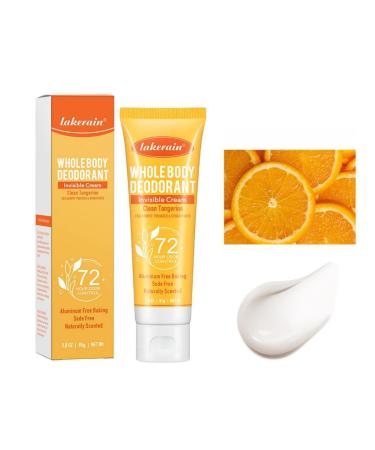 Mysense Whole Body Deodorant Invisible Cream Tube For Body Odor Removing Skin Safe and 72 Hour Odor Control 3 Ounce (01 Clean Tangerine)