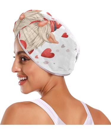 Valentine Love Dwarf Hair Towel 2 Pack | Super Absorbent Quick Dry Hair Turbans for Women & Girls - Buy Online on GoSupps.com